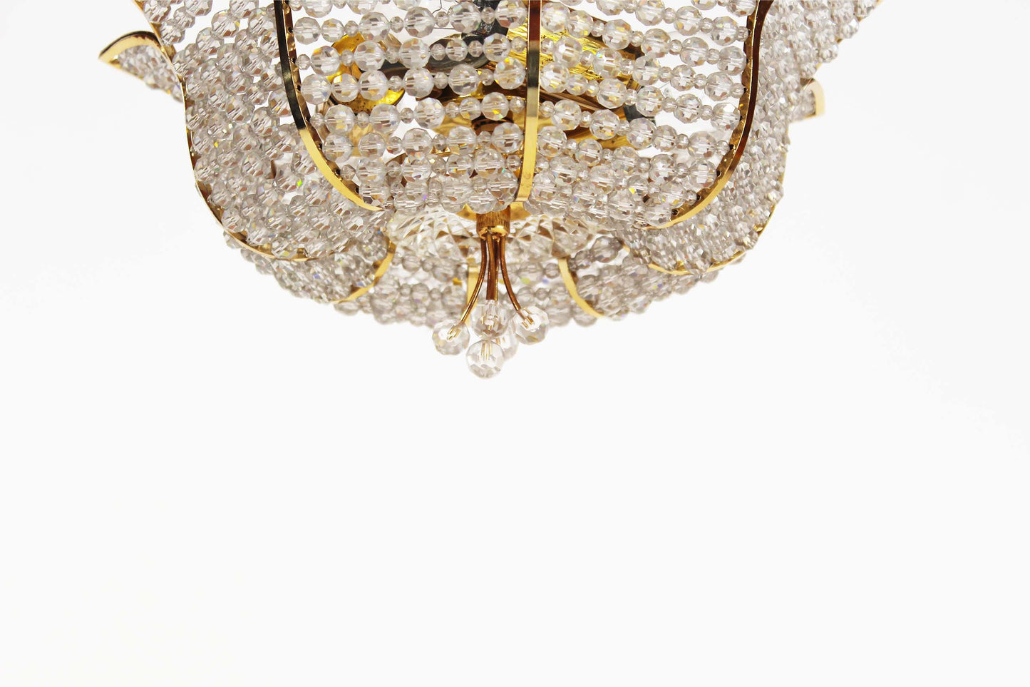 Medium sized crystal glass 'Tole' chandelier light by Palwa, Germany 1970's