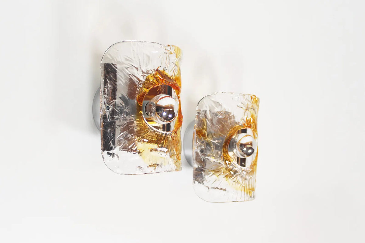 Pair of 1970's Murano Glass Wall Sconces by AV Mazzega - 2 pairs available