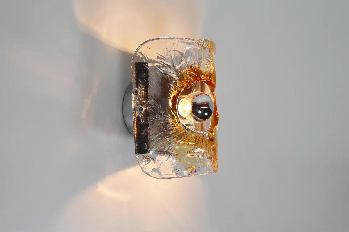 Pair of 1970's Murano Glass Wall Sconces by AV Mazzega - 2 pairs available