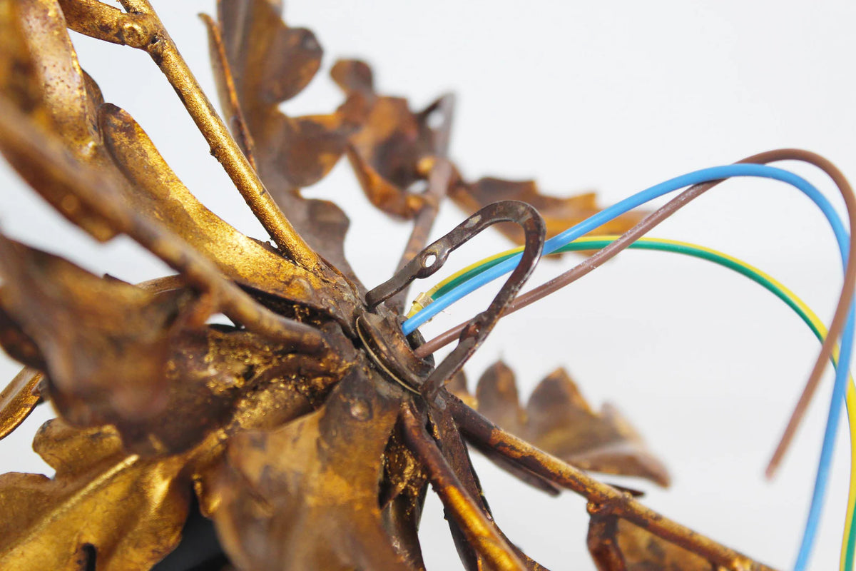 Medium size gilded Floral flush mount light, Germany 1960's